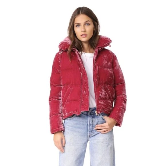 Rachel Antonoff x Anthropologie Peggy Velvet Puffer Jacket Women's Size M - Picture 9 of 16